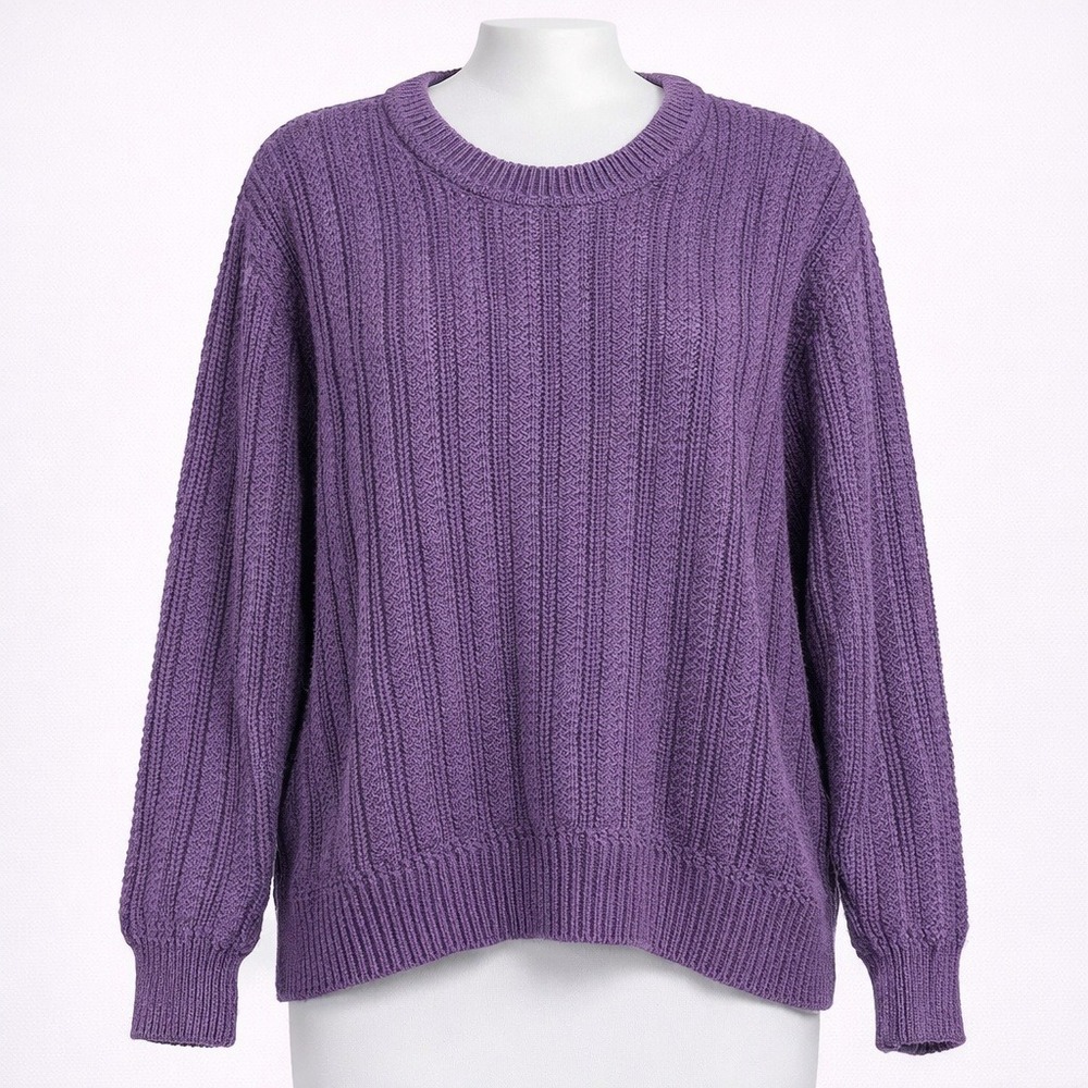 St Johns Bay Heavyweight Crewneck Sweater Size M Purple Knit Cottagecore Boho